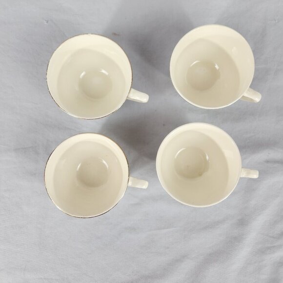 Set of 4 Vintage Homer Laughlin Virginia Rose Woodland Gold Cups and Saucers USA - Picture 10 of 15
